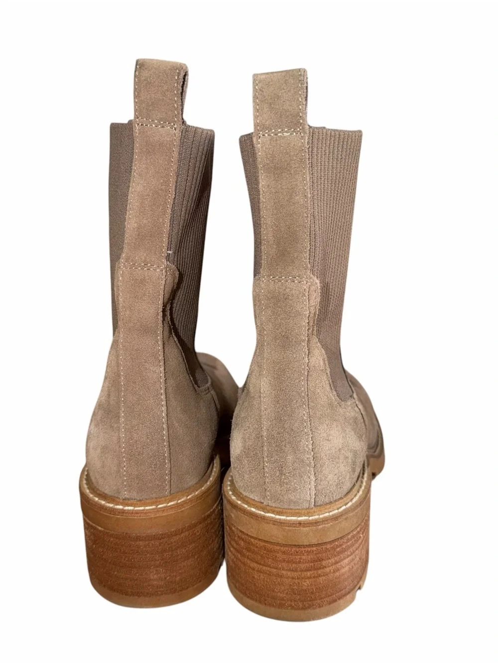 Steve Madden Kiley Chelsea Boots Taupe Suede Lug Sole Ankle Booties Women’s 8M